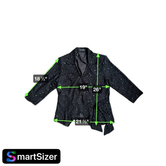 Jkara Sequin Jacket Womens L Black Swiftie Faux Wrap Tie Whimsigoth Classic‎ 90s - Picture 2 of 8